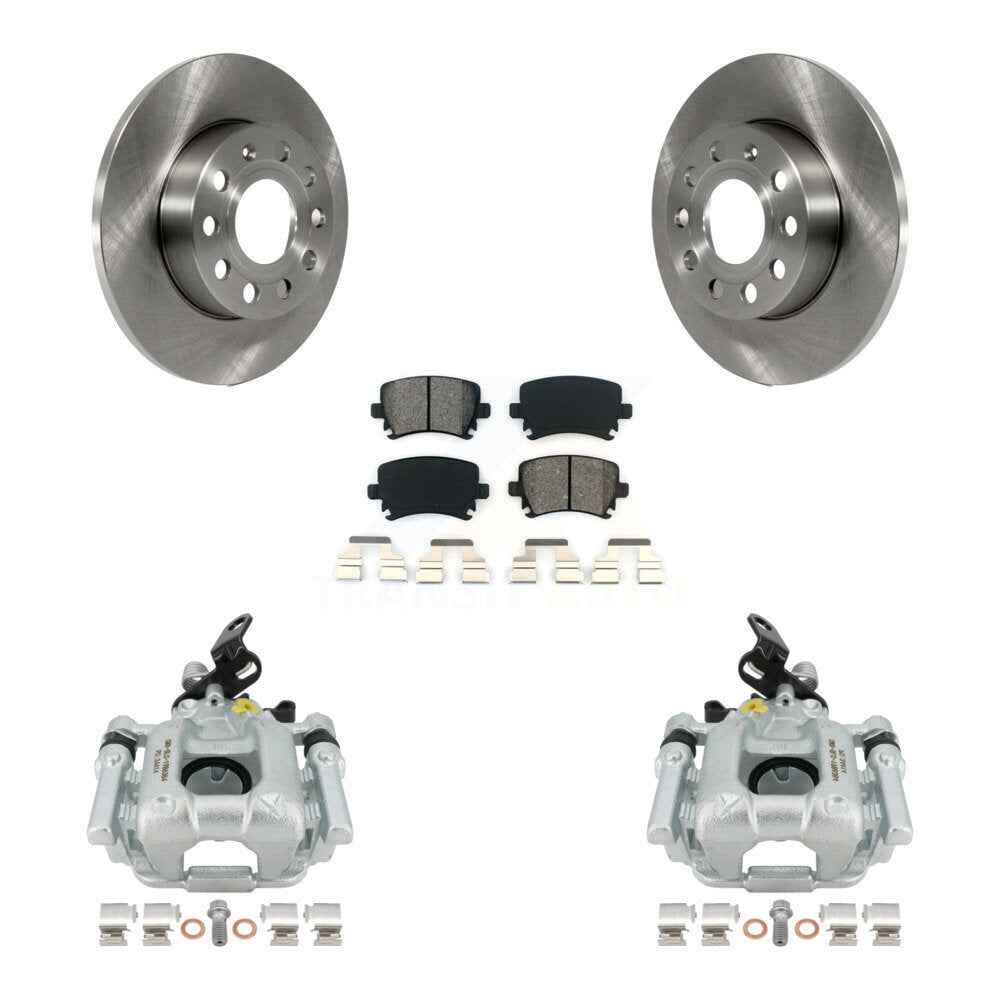 Rear Disc Brake Caliper Rotors And Semi-Metallic Pads Kit For 2010-2013 Audi A3 Quattro With 256mm Diameter Rotor KC8-100525S by Transit Auto