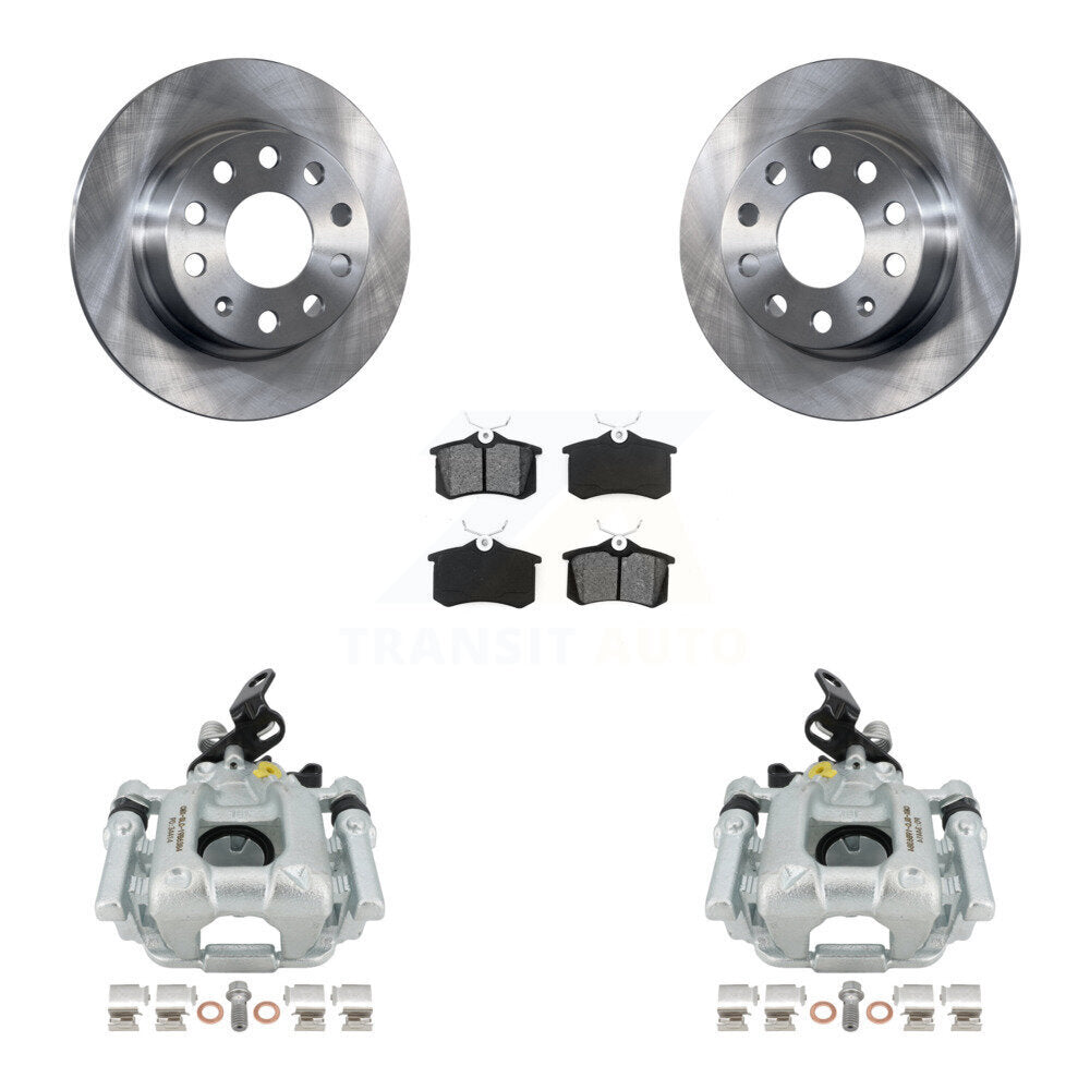 Rear Disc Brake Caliper Rotors And Semi-Metallic Pads Kit For 2010 Audi A3 GAS engine With 253mm Diameter Rotor KC8-100529S by Transit Auto