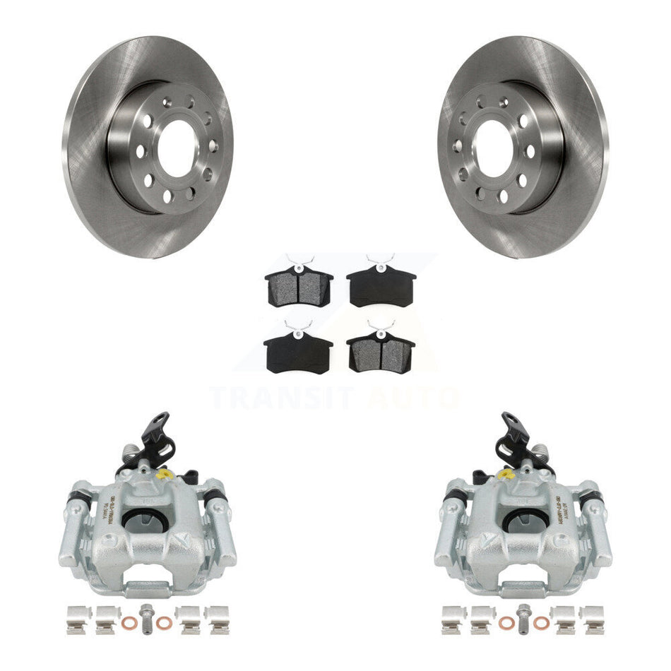 Rear Disc Brake Caliper Rotors And Semi-Metallic Pads Kit For 2011 Volkswagen Golf 2.0L With 256mm Diameter Rotor KC8-100531S by Transit Auto