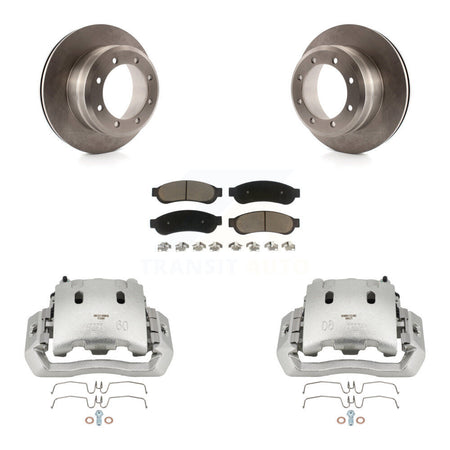Rear Brake Caliper Rotor And Ceramic Pad Kit For Ford F-450 Super Duty With 8 Lug Wheels KC8-100532C