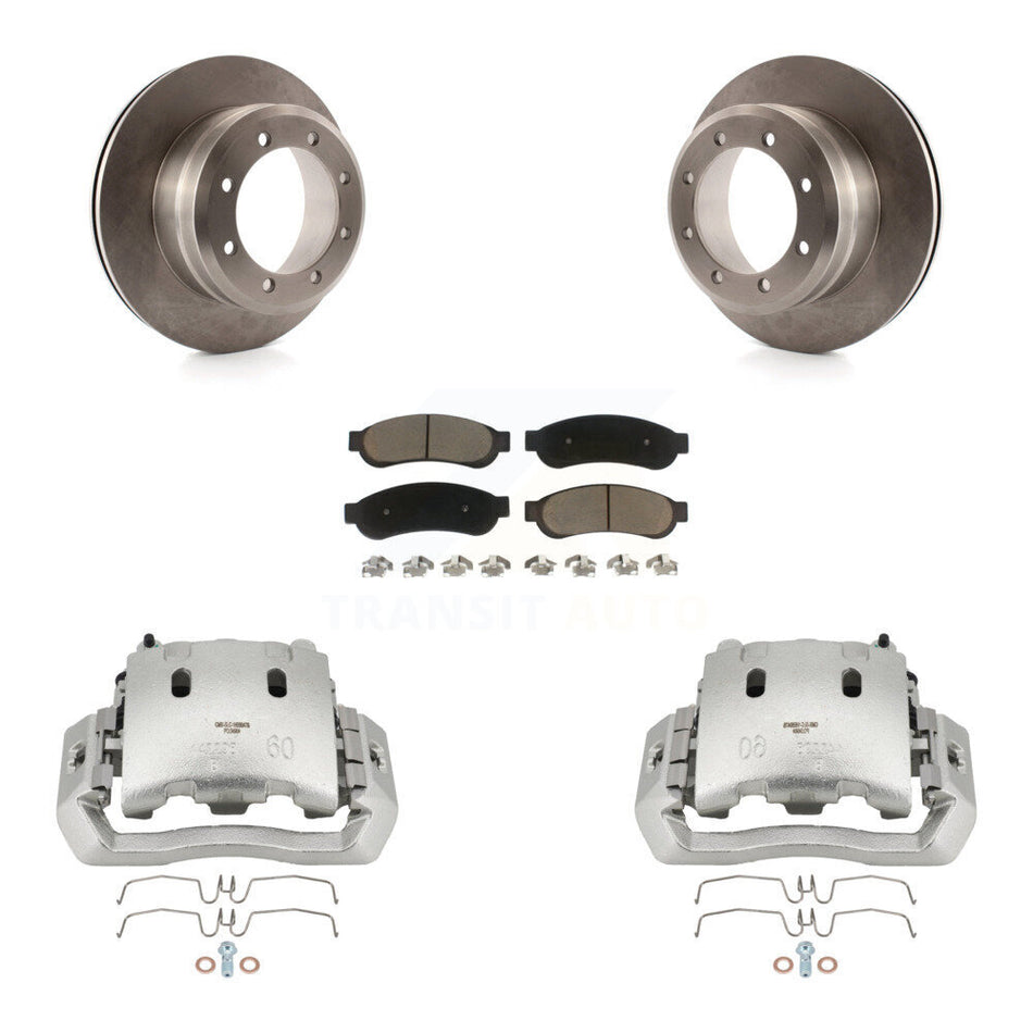 Rear Brake Caliper Rotor And Ceramic Pad Kit For Ford F-450 Super Duty With 8 Lug Wheels KC8-100532C