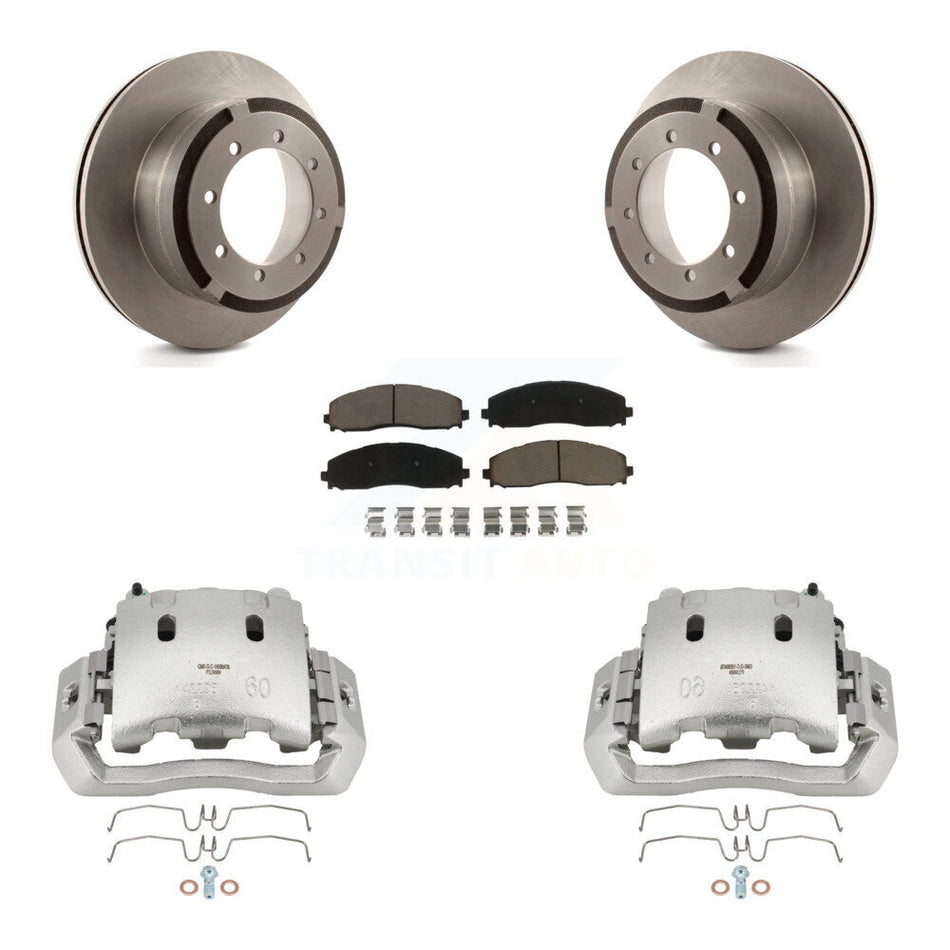 Rear Brake Caliper Rotor And Ceramic Pad Kit For Ford F-450 Super Duty With 8 Lug Wheels KC8-100533C