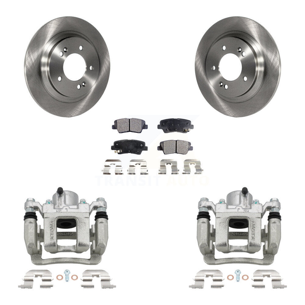Rear Disc Brake Caliper Rotors And Semi-Metallic Pads Kit For 2013 Kia Optima 2.4L KC8-100533P