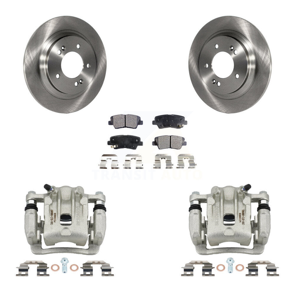Rear Disc Brake Caliper Rotors And Semi-Metallic Pads Kit For 2013 Kia Optima 2.0L KC8-100534P