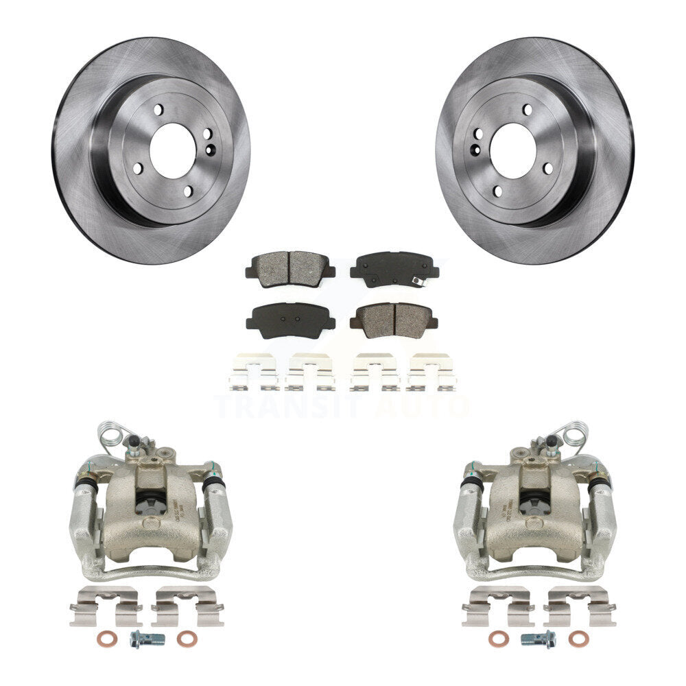 Rear Disc Brake Caliper Rotors And Semi-Metallic Pads Kit For 2012-2017 Kia Rio KC8-100534S by Transit Auto