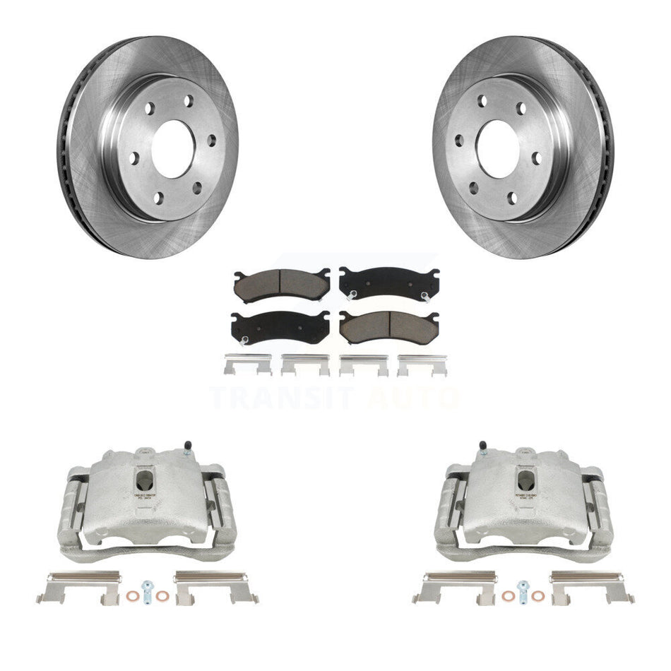 Rear Disc Brake Caliper Rotors And Ceramic Pads Kit For Chevrolet Silverado 2500 HD GMC Sierra Hummer H2 1500 Suburban Yukon XL Avalanche Classic KC8-100535C by Transit Auto