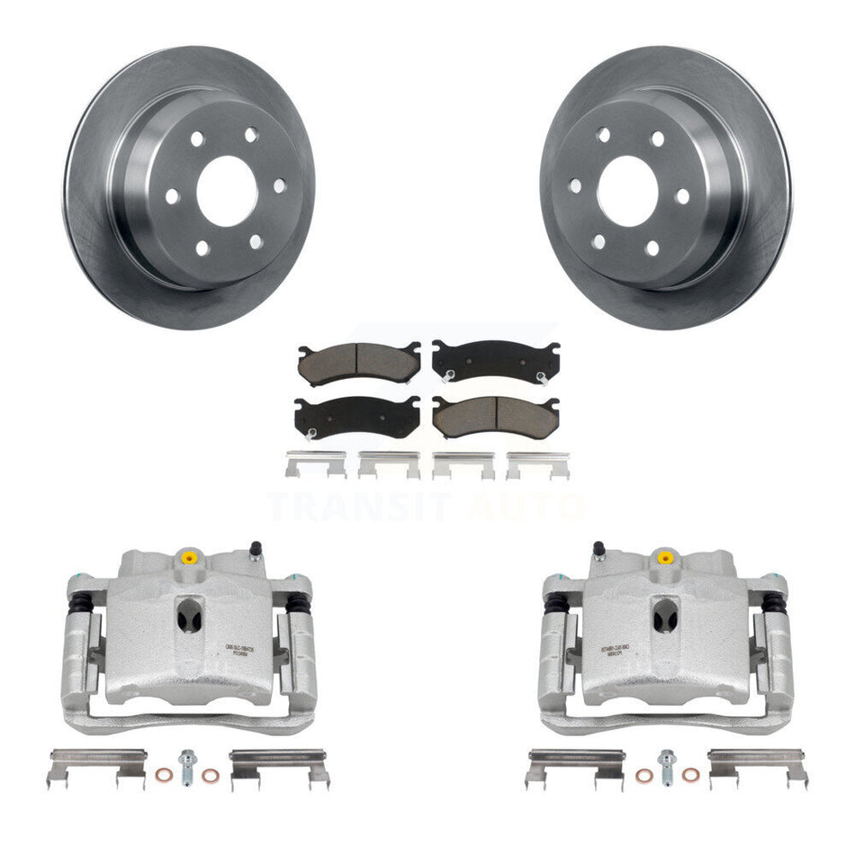 Rear Disc Brake Caliper Rotors And Ceramic Pads Kit For 2003 Chevrolet Silverado 2500 HD Suburban GMC Sierra KC8-100536C