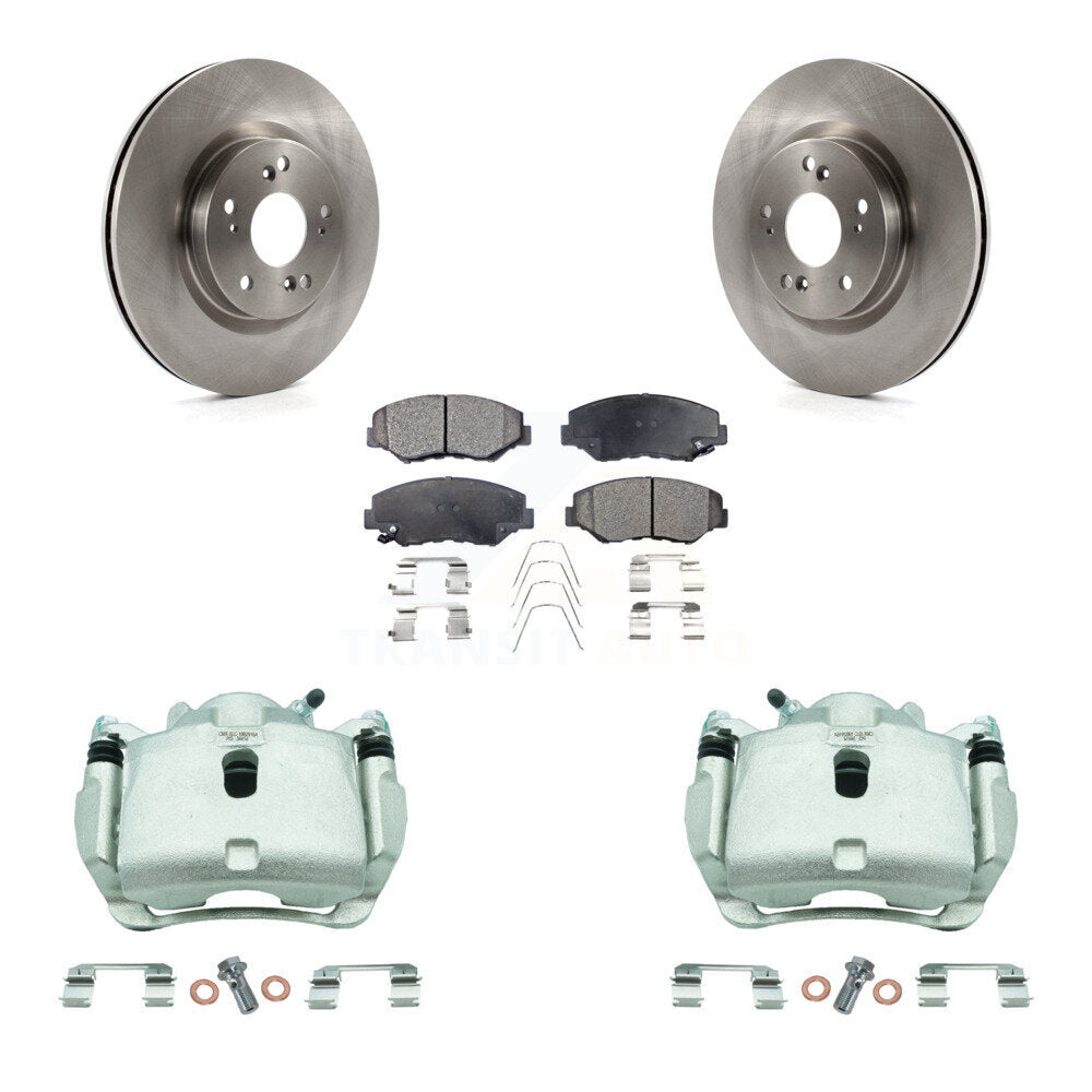 Front Disc Brake Caliper Rotors And Ceramic Pads Kit For 2012-2016 Honda CR-V FWD KC8-100537T