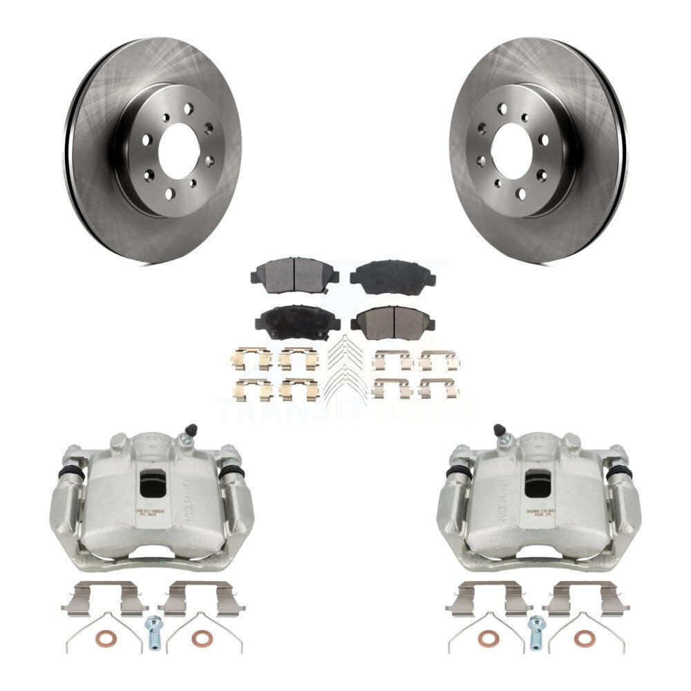 Front Disc Brake Caliper Rotors And Ceramic Pads Kit For Honda Fit KC8-100539T by Transit Auto