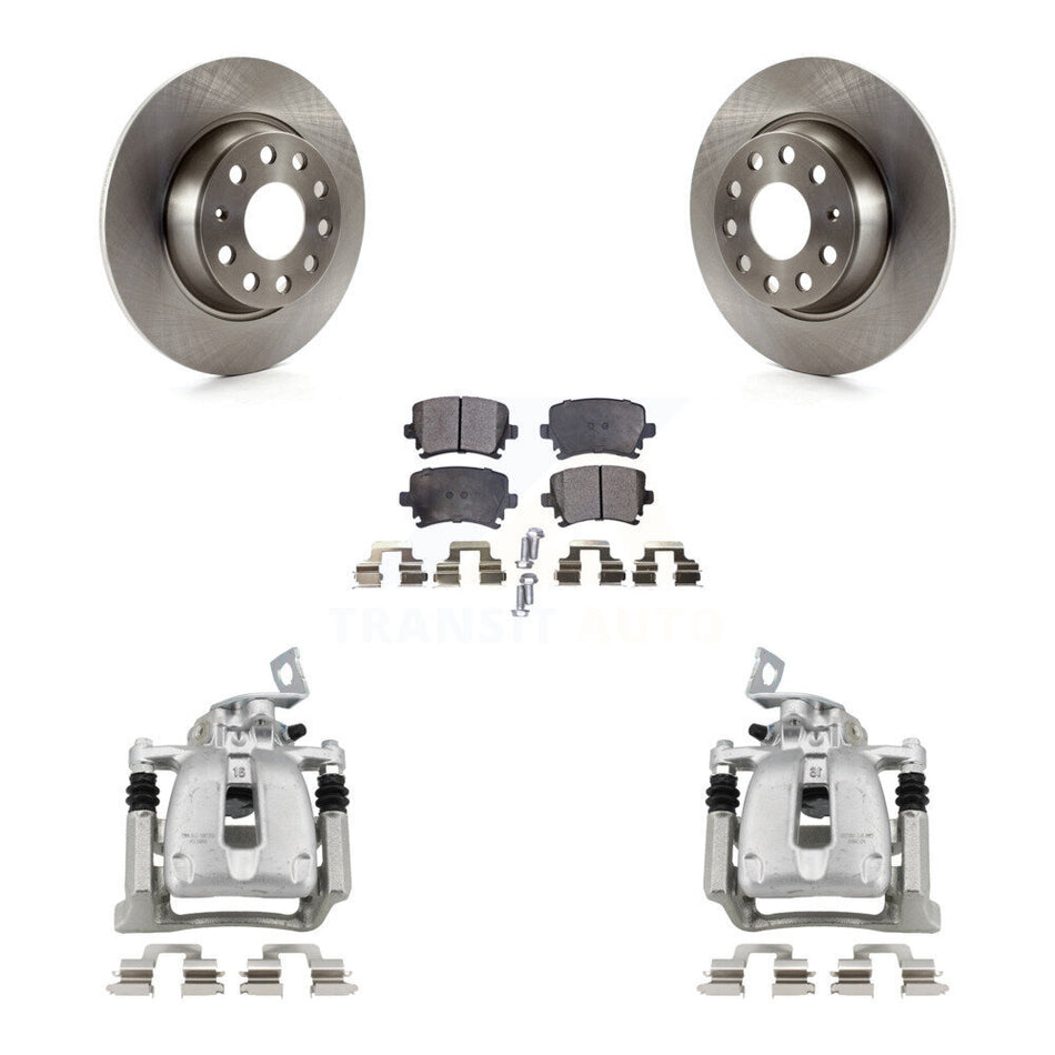 Rear Disc Brake Caliper Rotors And Semi-Metallic Pad Kit For 2008 Volkswagen Passat 2.0L KC8-100541P