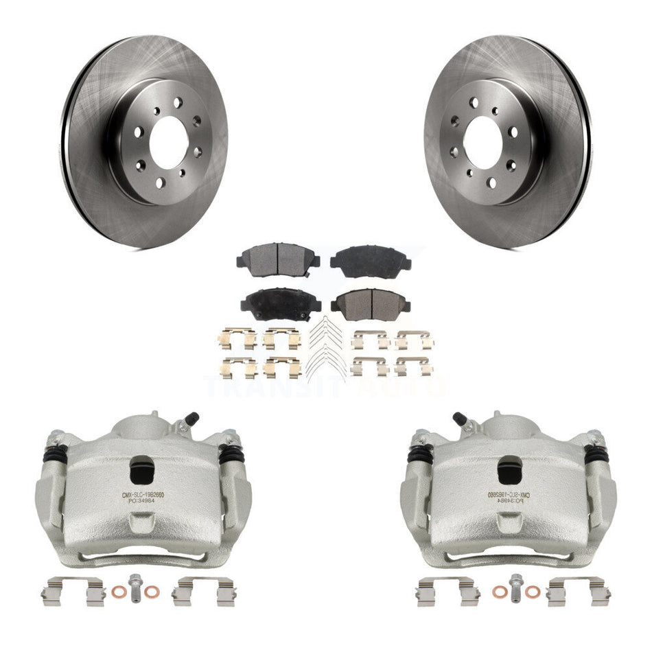 Front Disc Brake Caliper Rotors And Ceramic Pads Kit For 2014 Honda Fit LX Sport DX KC8-100541T