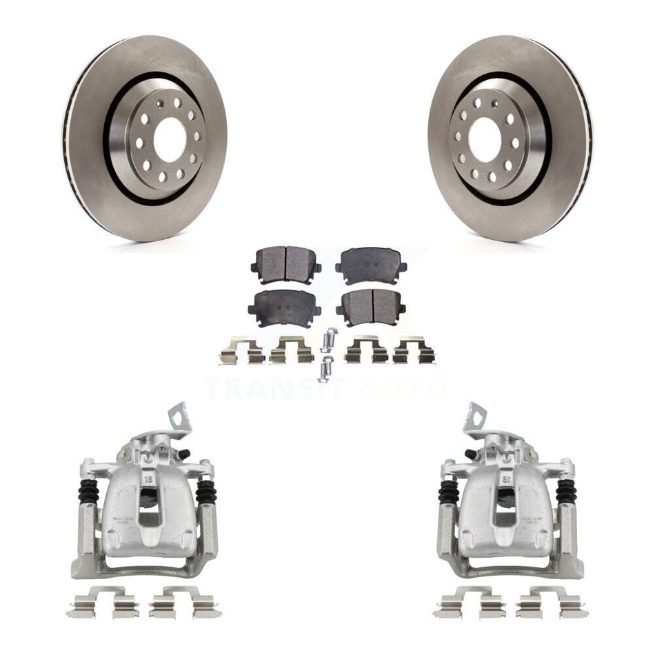 Rear Disc Brake Caliper Rotors And Semi-Metallic Pads Kit For 2009 Volkswagen Passat CC KC8-100542P