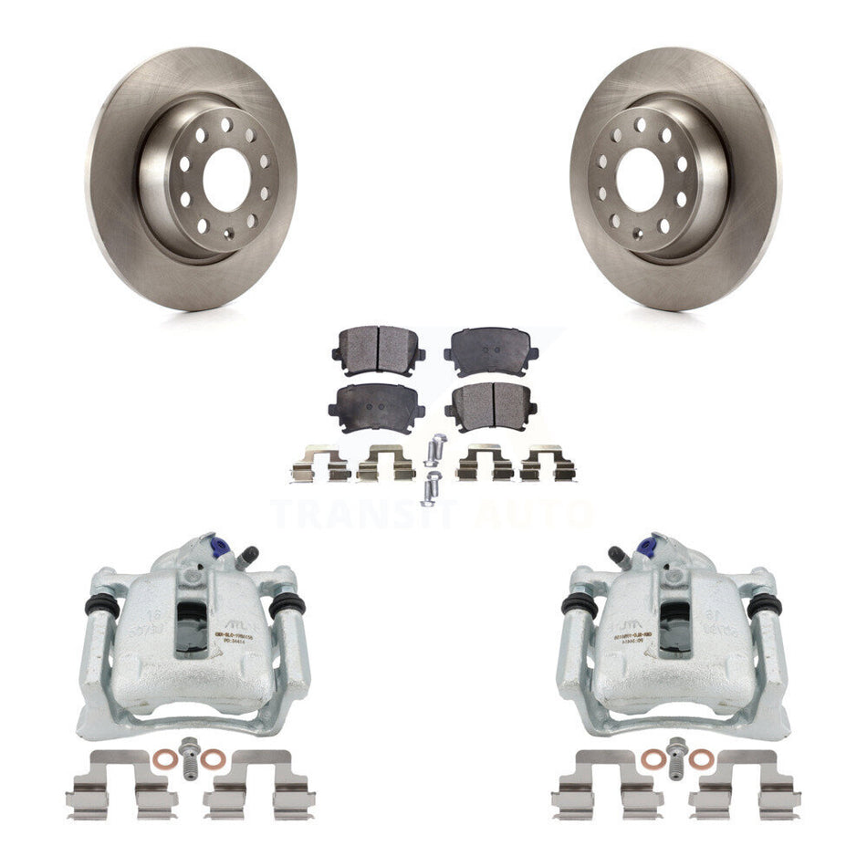 Rear Disc Brake Caliper Rotors And Semi-Metallic Pads Kit For Volkswagen Tiguan CC KC8-100543P