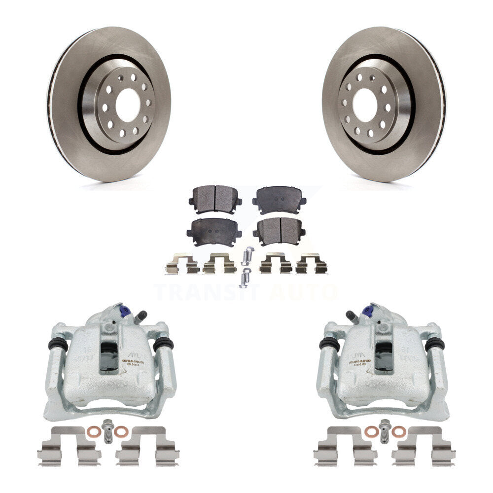 Rear Disc Brake Caliper Rotors And Semi-Metallic Pads Kit For Volkswagen CC Passat KC8-100544P by Transit Auto