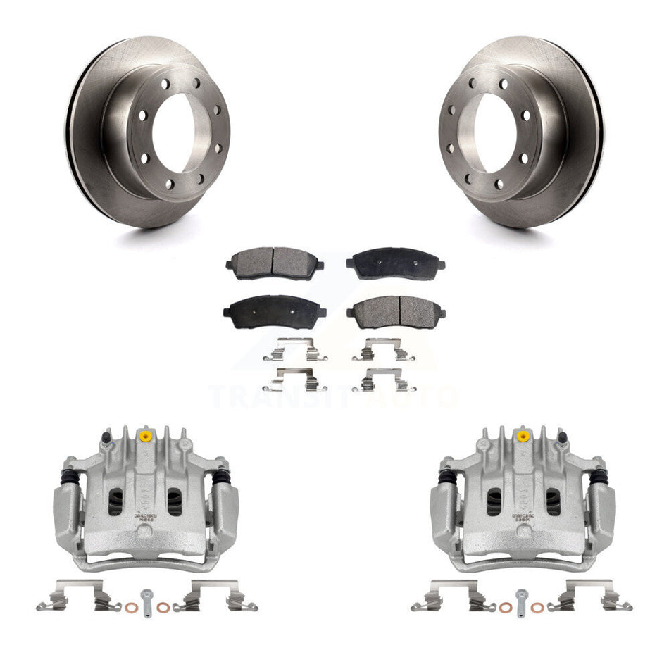 Rear Brake Caliper Rotor Semi-Metallic Pad Kit For Ford F-350 Super Duty F-250 Excursion KC8-100545P