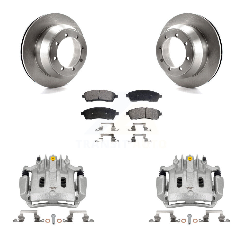 Rear Disc Brake Caliper Rotors And Semi-Metallic Pads Kit For Ford F-350 Super Duty KC8-100546P