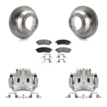 Rear Disc Brake Caliper Rotors And Semi-Metallic Pads Kit For Ford F-350 Super Duty KC8-100546P