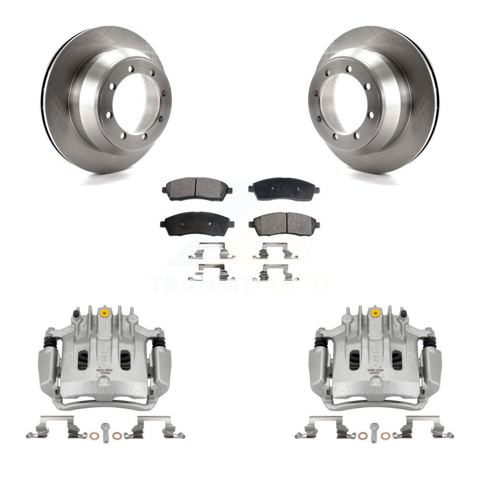 Rear Disc Brake Caliper Rotors And Semi-Metallic Pads Kit For Ford F-350 Super Duty KC8-100546P