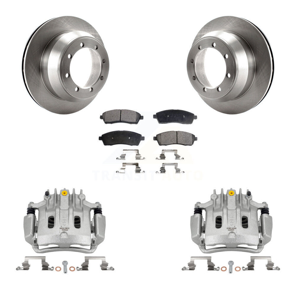 Rear Disc Brake Caliper Rotors And Semi-Metallic Pads Kit For Ford F-350 Super Duty KC8-100546P