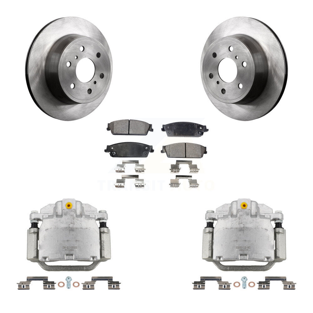 Rear Brake Caliper Rotor & Semi-Metallic Pad Kit For Chevrolet GMC Sierra 1500 Silverado KC8-100549P