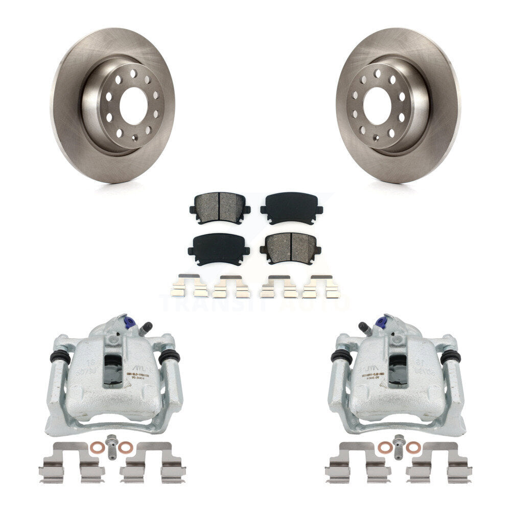 Rear Disc Brake Caliper Rotors And Semi-Metallic Pads Kit For Volkswagen Tiguan CC KC8-100553S by Transit Auto