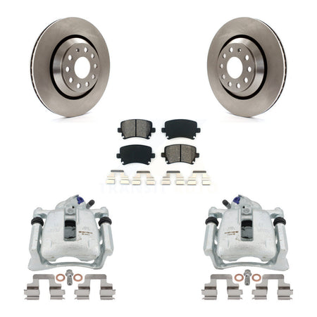 Rear Disc Brake Caliper Rotors And Semi-Metallic Pads Kit For Volkswagen CC Passat KC8-100554S by Transit Auto