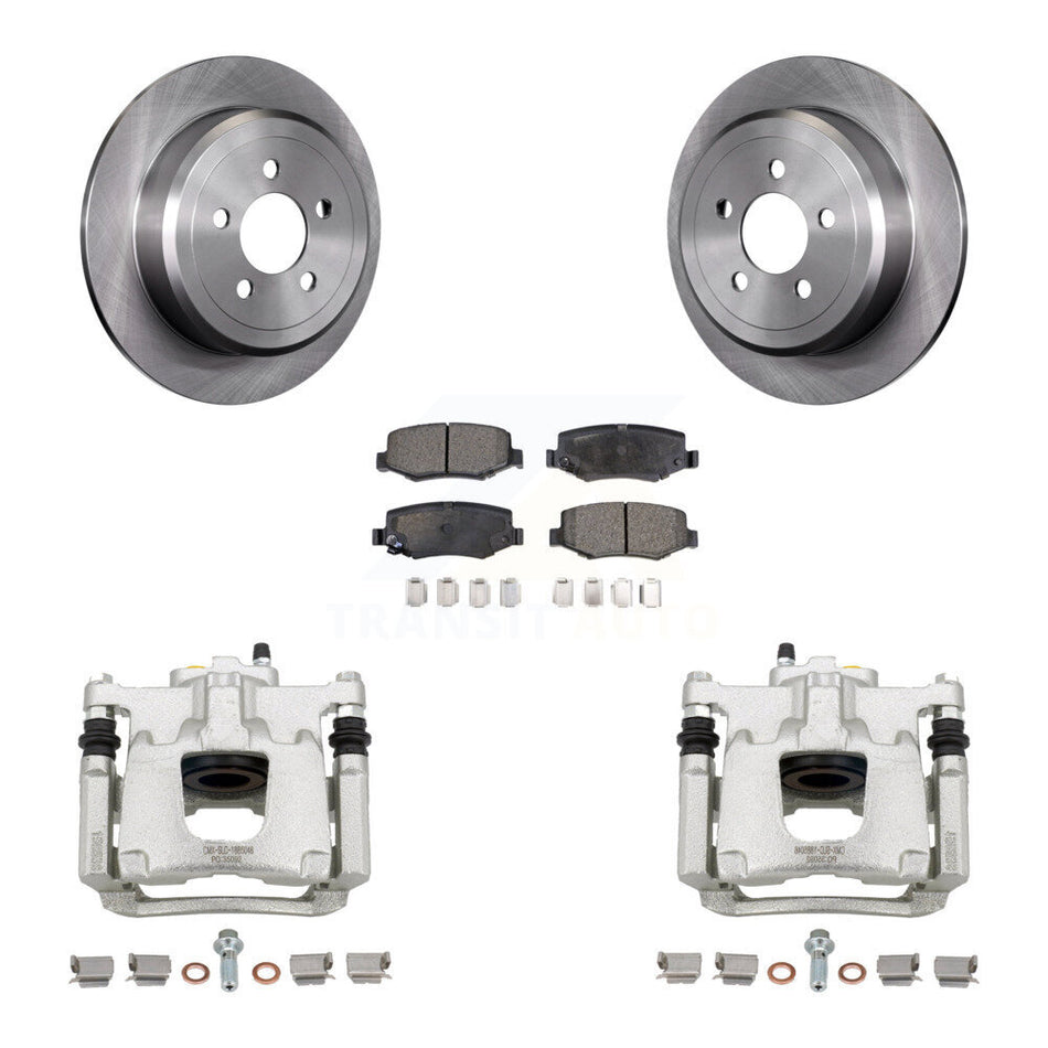 Rear Disc Brake Caliper Rotors And Semi-Metallic Pads Kit For Jeep Liberty Dodge Nitro KC8-100561P