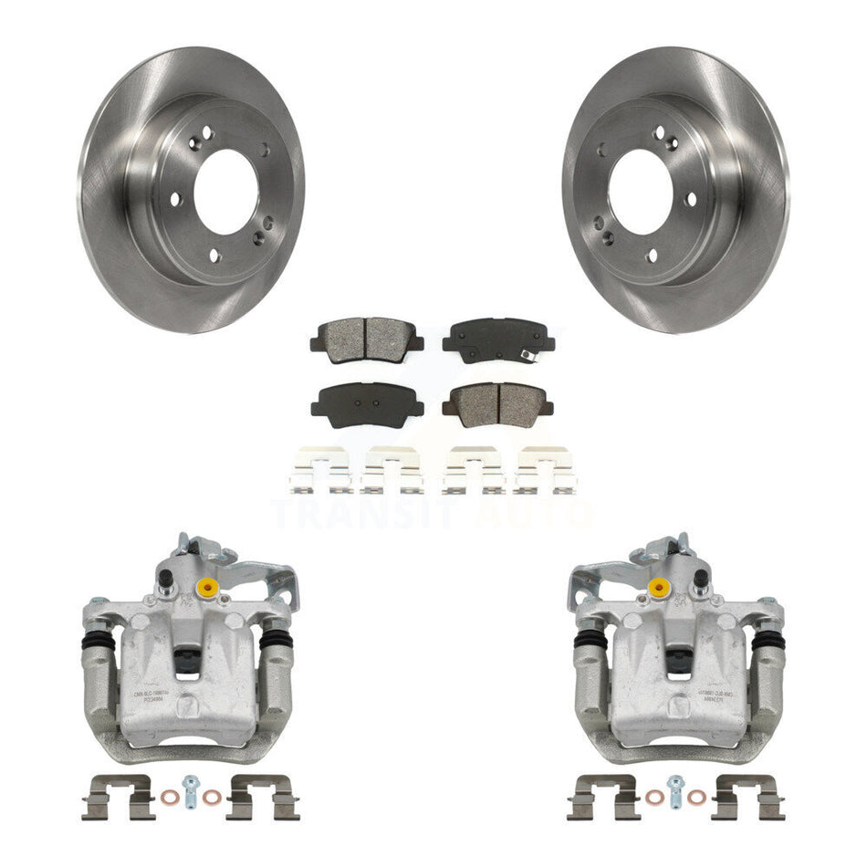 Rear Brake Caliper Rotor Semi-Metallic Pad Kit For Hyundai Elantra GT Kia Forte Veloster KC8-100562S