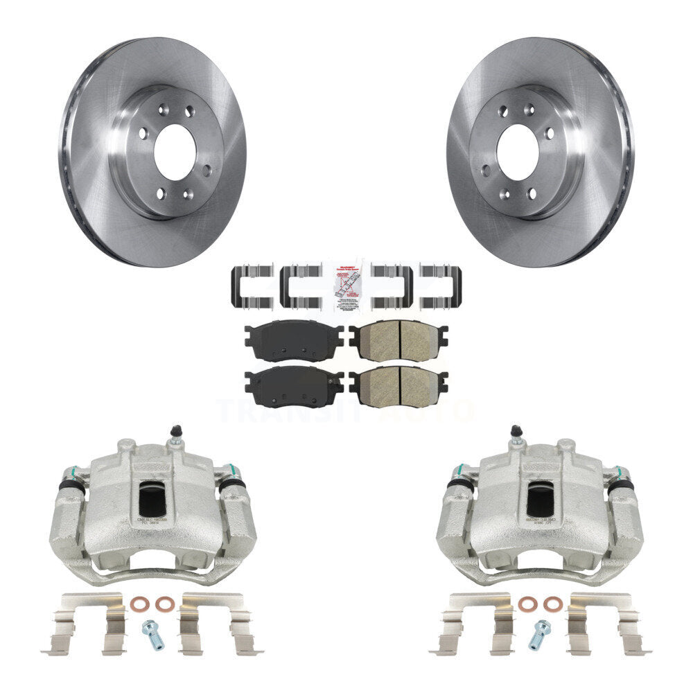 Front Disc Brake Caliper Rotors And Semi-Metallic Pads Kit For Hyundai Accent Kia Rio Rio5 KC8-100566N by Transit Auto