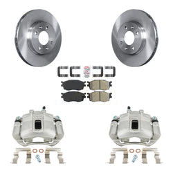Front Disc Brake Caliper Rotors And Semi-Metallic Pads Kit For Hyundai Accent Kia Rio Rio5 KC8-100566N