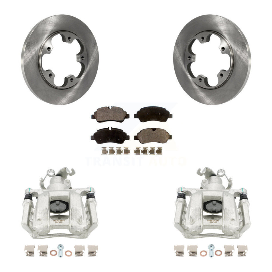 Rear Disc Brake Caliper Rotors Semi-Metallic Pad Kit For Ford Transit-250 Transit-150 HD KC8-100572P