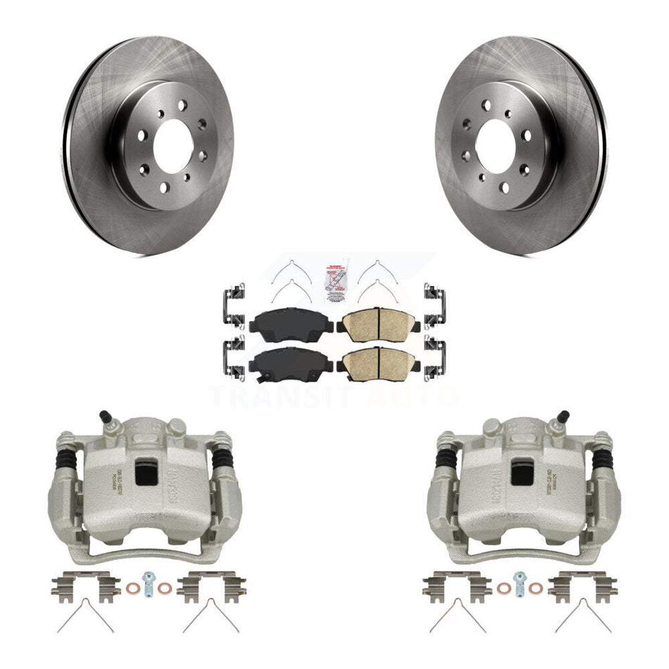 Front Brake Caliper Rotor Ceramic Pad Kit For Honda Civic Si with 2.0L With 4 Lug Wheels KC8-100573N