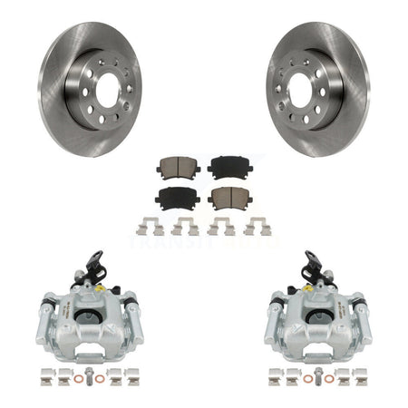 Rear Disc Brake Caliper Rotors And Ceramic Pads Kit For 2010-2013 Audi A3 Quattro With 256mm Diameter Rotor KC8-100575C by Transit Auto