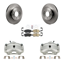 Front Disc Brake Caliper Rotors And Ceramic Pads Kit For 2004-2005 Honda Civic Si with 1.7L With 4 Lug Wheels KC8-100575N