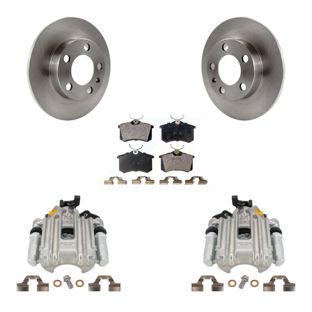 Rear Disc Brake Caliper Rotors And Semi-Metallic Pads Kit For Volkswagen Jetta City KC8-100575P by Transit Auto