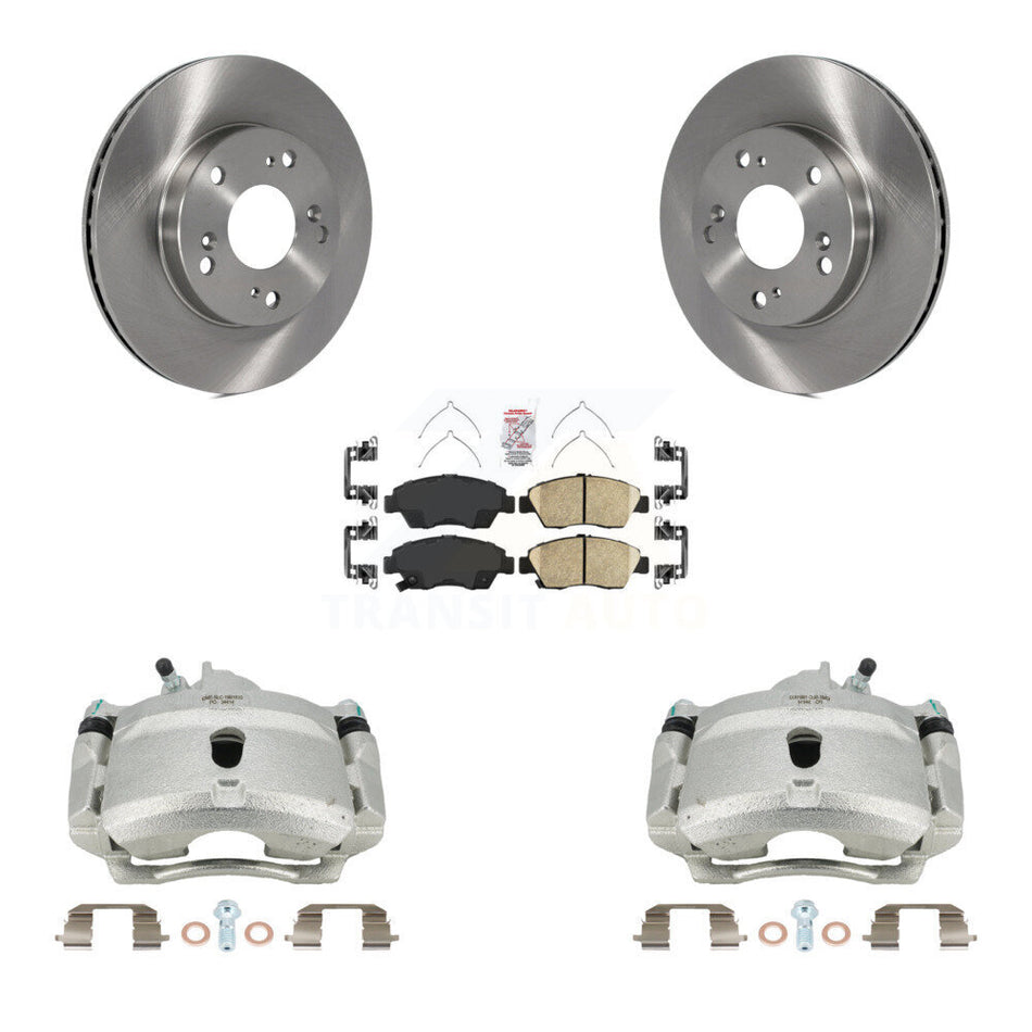 Front Disc Brake Caliper Rotors And Ceramic Pads Kit For 2004-2005 Honda Civic Si with 1.7L With 5 Lug Wheels KC8-100576N