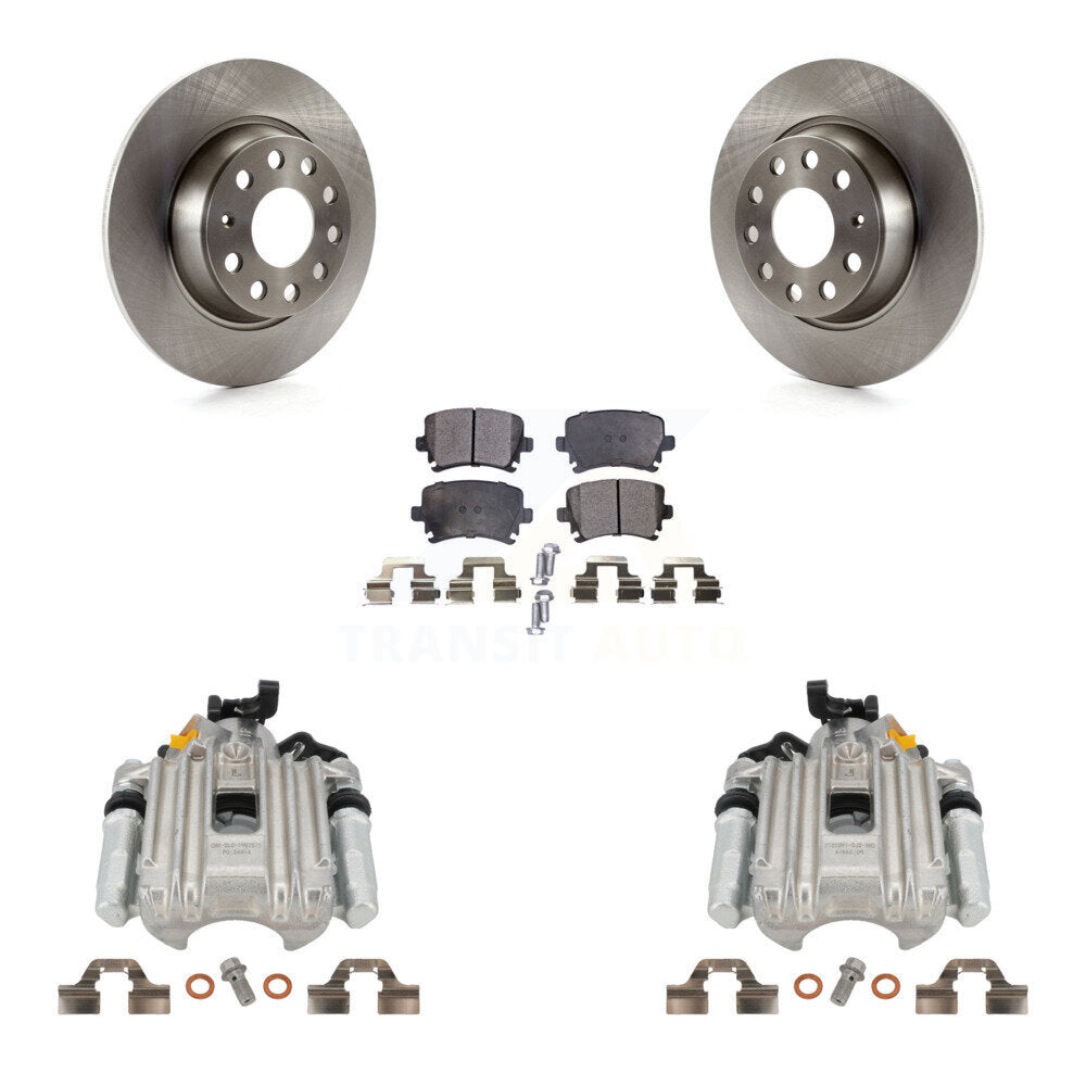 Rear Disc Brake Caliper Rotors And Semi-Metallic Pads Kit For Volkswagen Jetta With 286mm Diameter Rotor 7th 8th Digit Of VIN Is "1K" KC8-100577P by Transit Auto