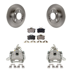 Rear Disc Brake Caliper Rotors And Semi-Metallic Pads Kit For Volkswagen Jetta KC8-100580P