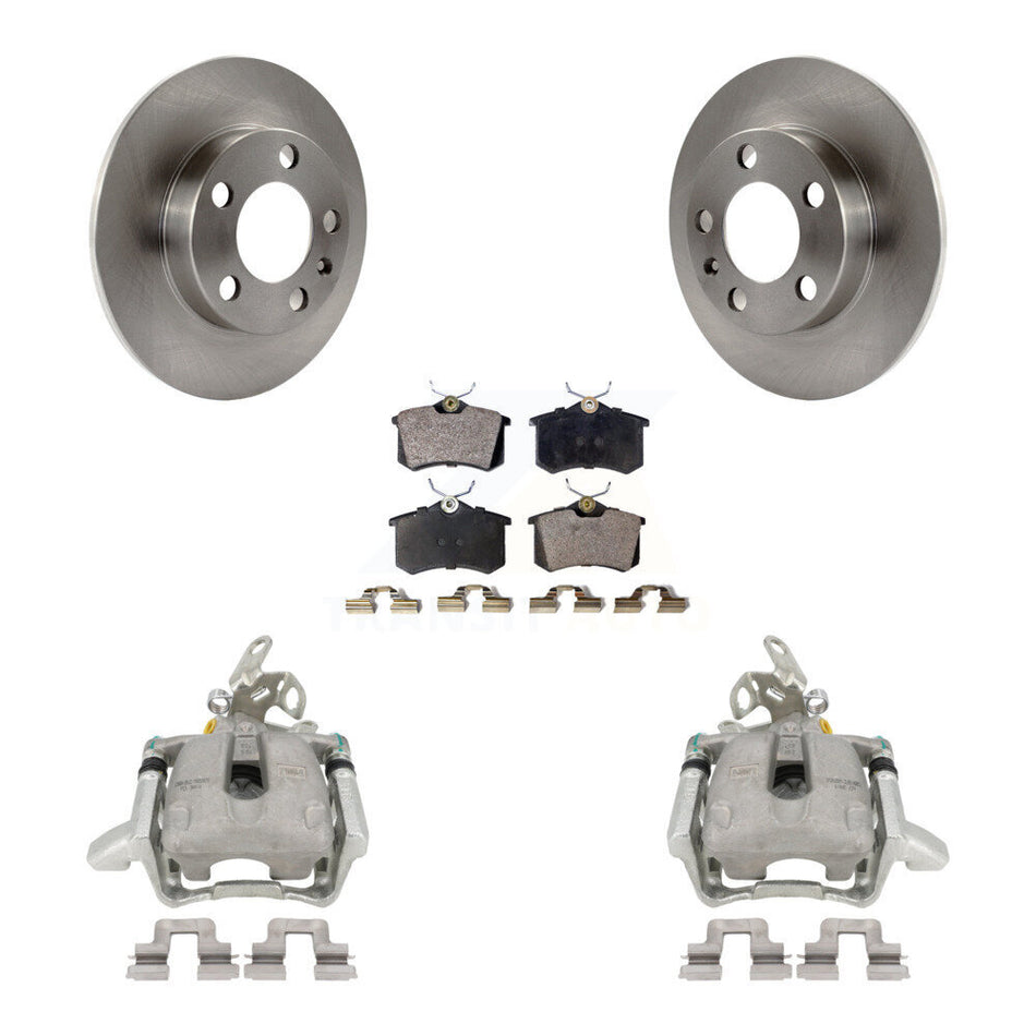 Rear Disc Brake Caliper Rotors And Semi-Metallic Pads Kit For Volkswagen Jetta KC8-100580P by Transit Auto