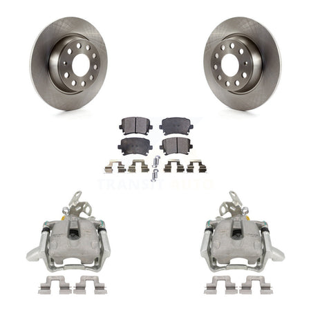 Rear Disc Brake Caliper Rotors And Semi-Metallic Pads Kit For Volkswagen Jetta GTI Audi A3 Quattro KC8-100581P by Transit Auto