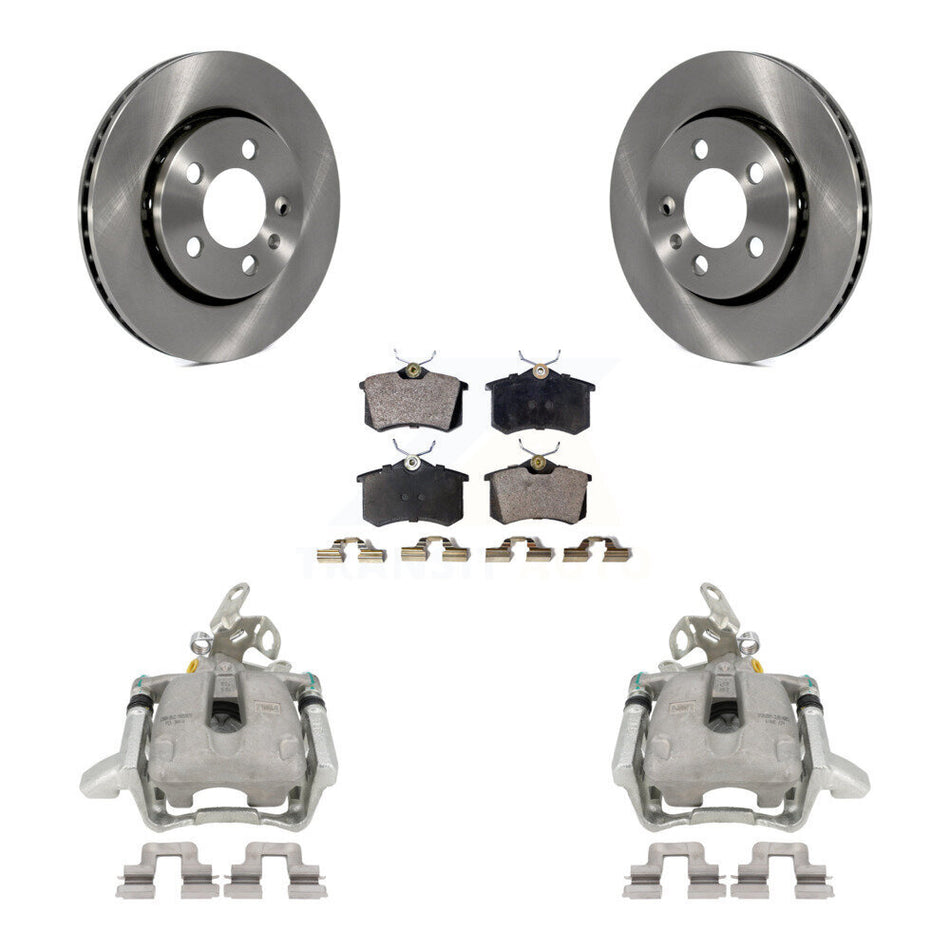 Rear Disc Brake Caliper Rotors And Semi-Metallic Pads Kit For 2005 Volkswagen Jetta 2.5L With 256mm Diameter Rotor 7th 8th Digit Of VIN Is "9M" Or "1J" KC8-100582P