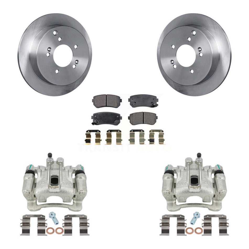 Rear Disc Brake Caliper Rotors And Semi-Metallic Pads Kit For Hyundai Tucson Kia Sportage AWD KC8-100589P