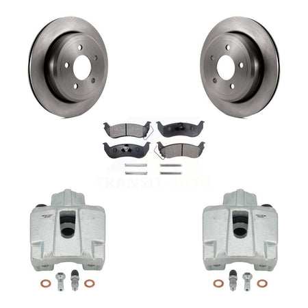 Rear Disc Brake Caliper Rotors And Semi-Metallic Pads Kit For Ford Crown Victoria Mercury Grand Marquis Marauder KC8-100593P by Transit Auto