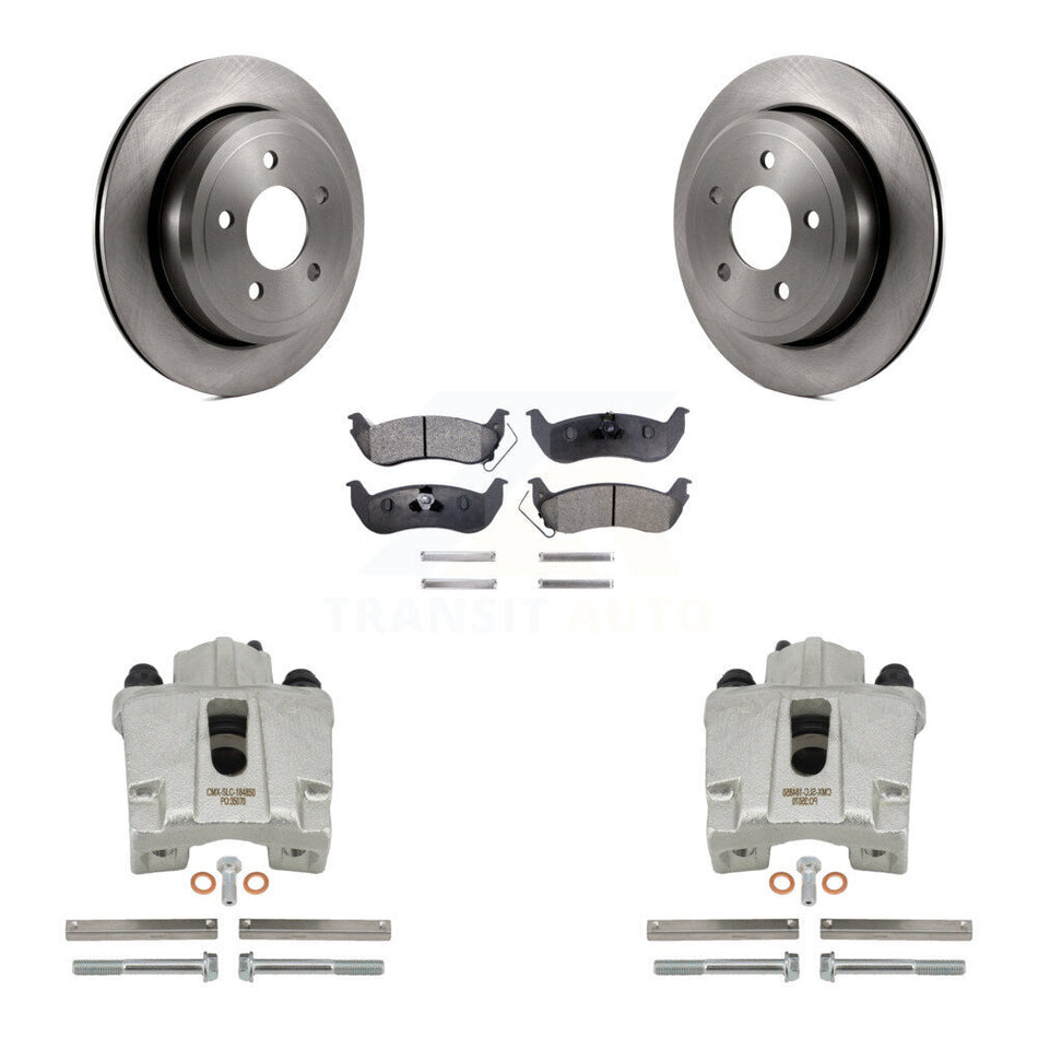 Rear Disc Brake Caliper Rotors And Semi-Metallic Pads Kit For Ford Crown Victoria Mercury Grand Marquis Marauder KC8-100593P