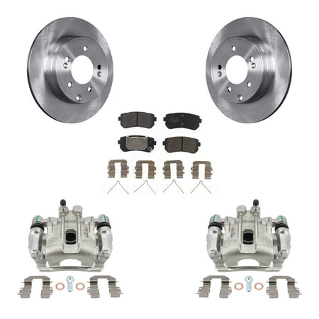 Rear Disc Brake Caliper Rotors And Semi-Metallic Pads Kit For Hyundai Sonata Kia Optima KC8-100595P