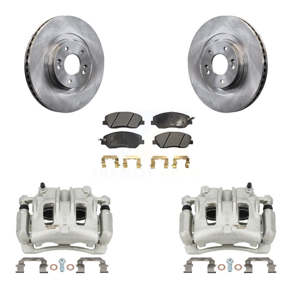 Front Disc Brake Caliper Rotors & Ceramic Pad Kit For 2013-2016 Hyundai Santa Fe XL 3.3L KC8-100600T