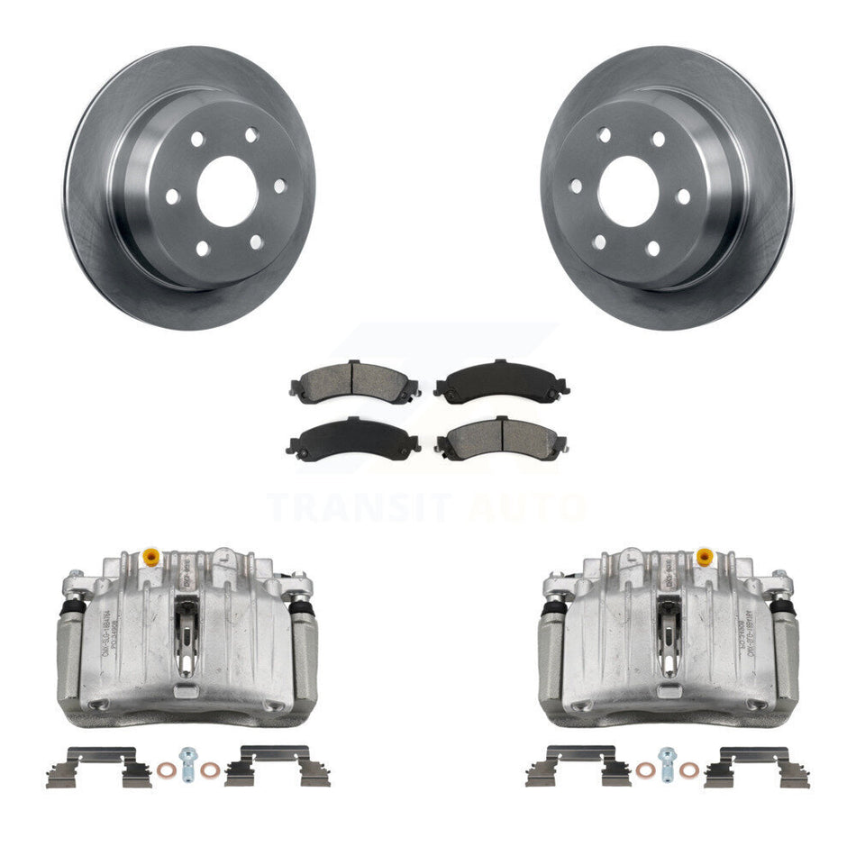 Rear Disc Brake Caliper Rotor Semi-Metallic Pad Kit For 2002 Chevrolet Suburban 1500 4WD KC8-100601S