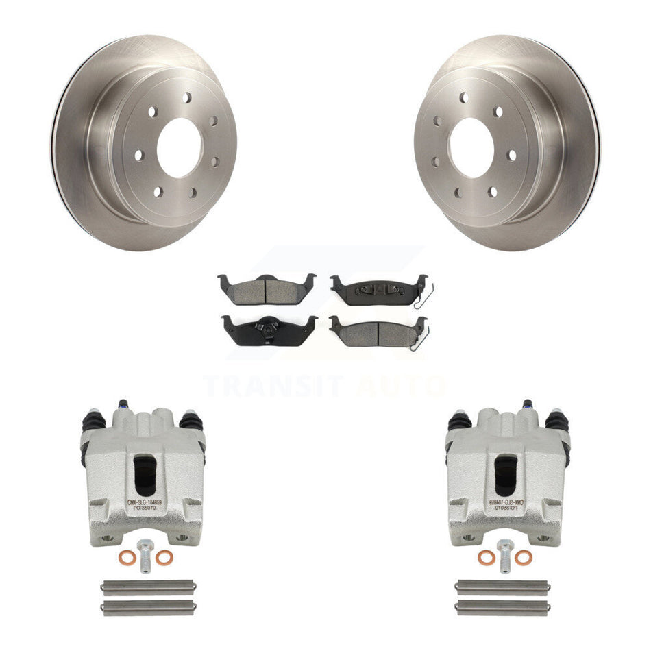 Rear Disc Brake Caliper Rotors And Semi-Metallic Pads Kit For Ford F-150 Lincoln Mark LT KC8-100604S