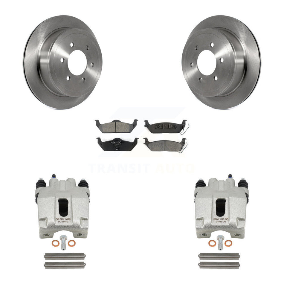 Rear Disc Brake Caliper Rotors And Semi-Metallic Pads Kit For Ford F-150 Lincoln Mark LT KC8-100606S