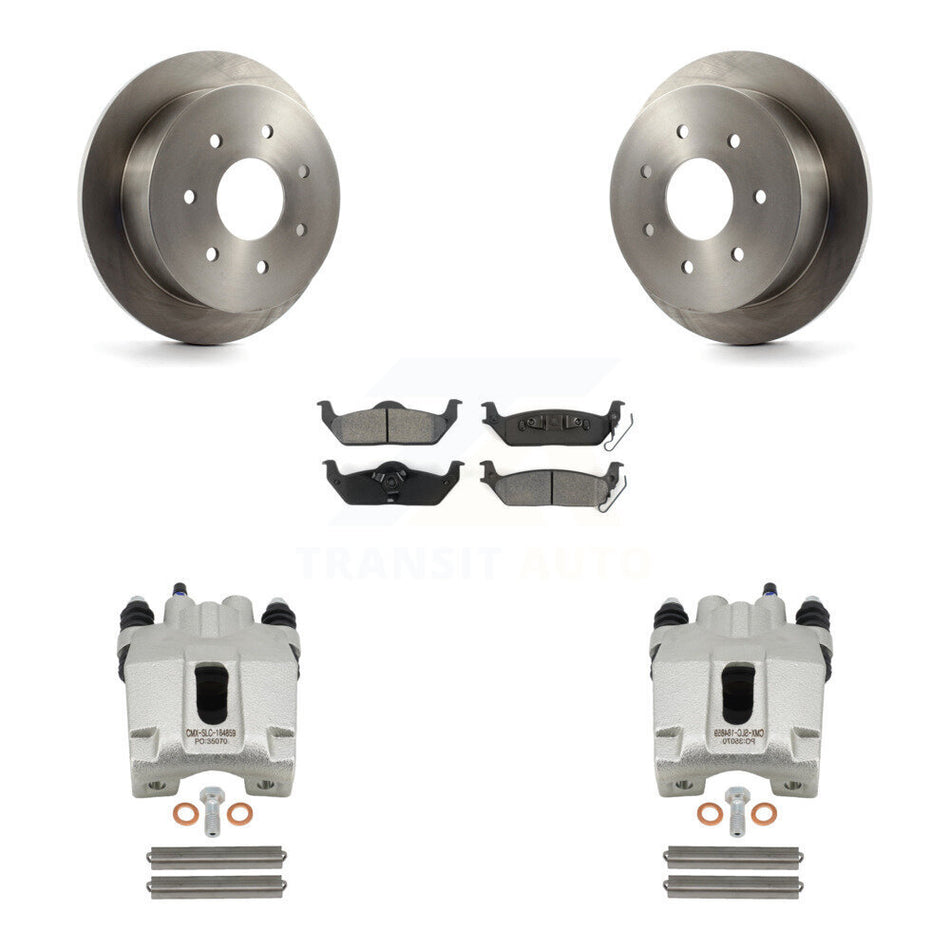 Rear Disc Brake Caliper Rotors And Semi-Metallic Pads Kit For 2004 Ford F-150 With 7 Lug Wheels KC8-100607S
